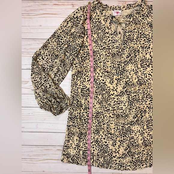 Buddy Love Leah Button Up Short Mini Dress Size Small Tan Leopard Long Sleeve - Picture 5 of 9